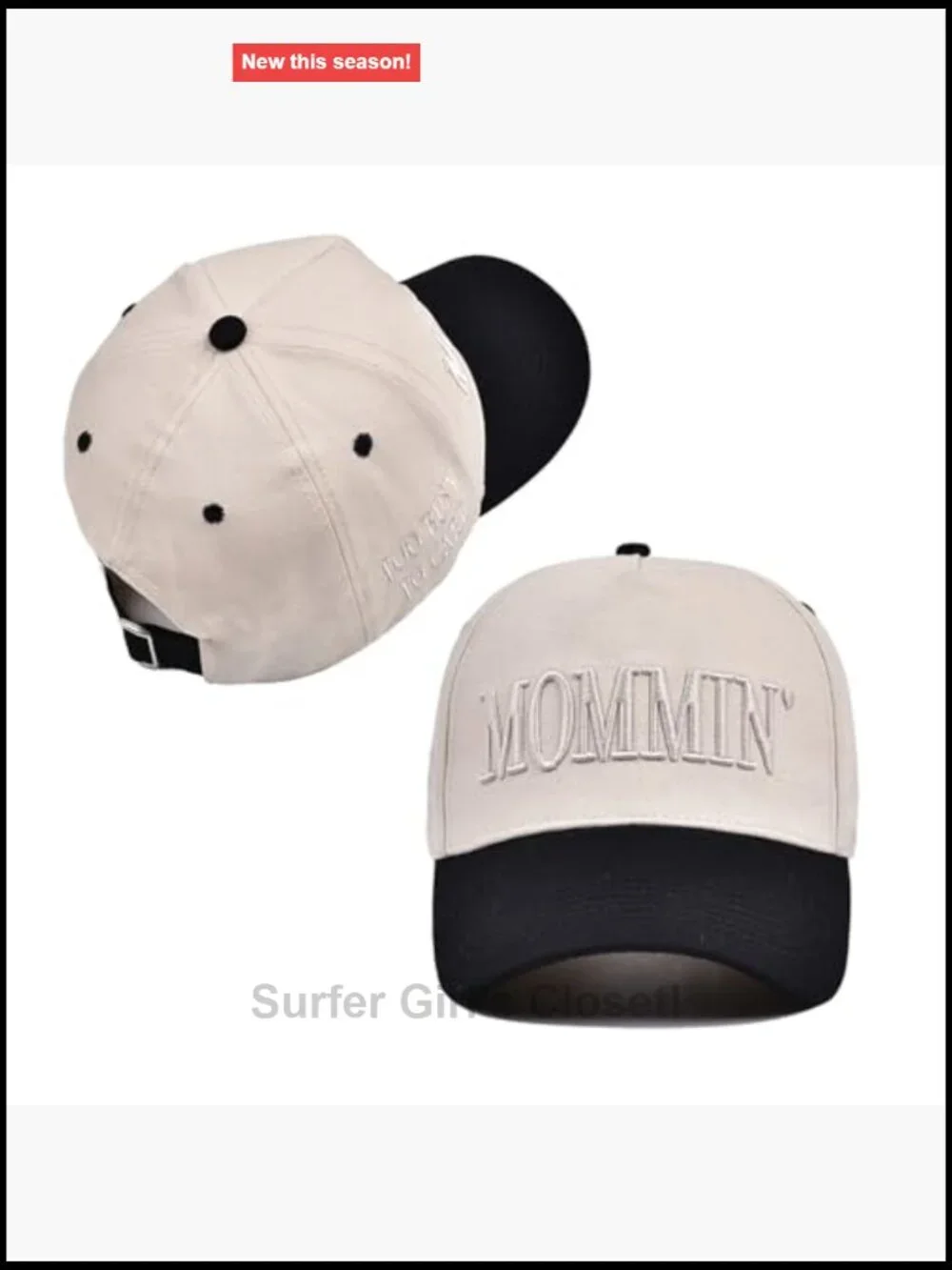 Vintage Two-Tone Baseball Cap with Mom-Themed Embroidery, Adjustable Snapback